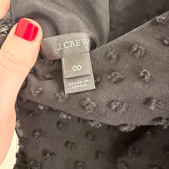 J. Crew Black Silk Clip Dot Ruffle Mini Dress Size 00 - Picture 5 of 7